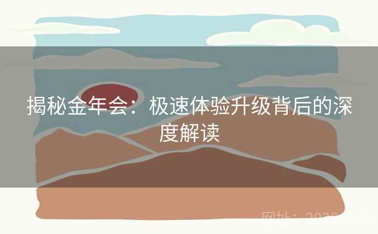 揭秘金年会：极速体验升级背后的深度解读