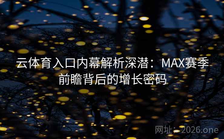 云体育入口内幕解析深潜：MAX赛季前瞻背后的增长密码